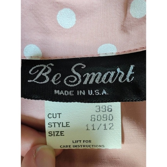 NEW Be Smart Vintage Belted Polka Dot Print Romper Size 11‎ 12 Pink White - Picture 9 of 11